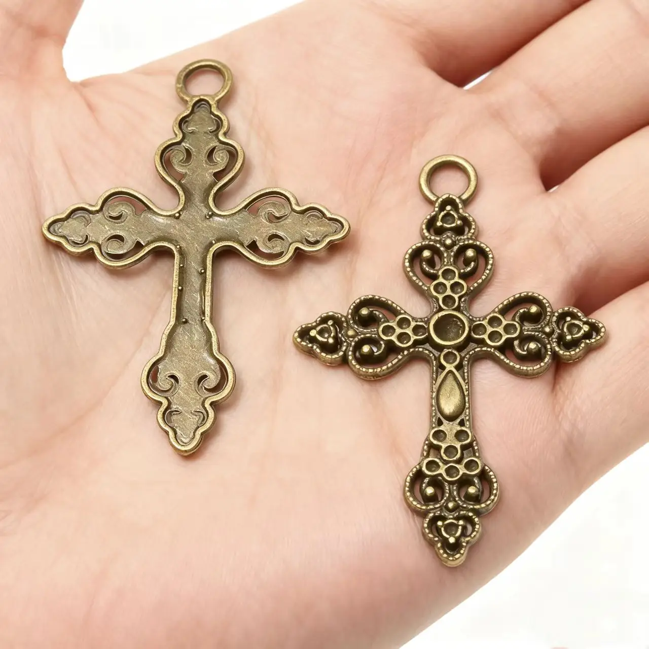 8Pcs/Lot Silver Color 50x34mm Jesus Cross Charms Love And Redemption Pendant For DIY Handmade Metal Jewelry Making Accessorie