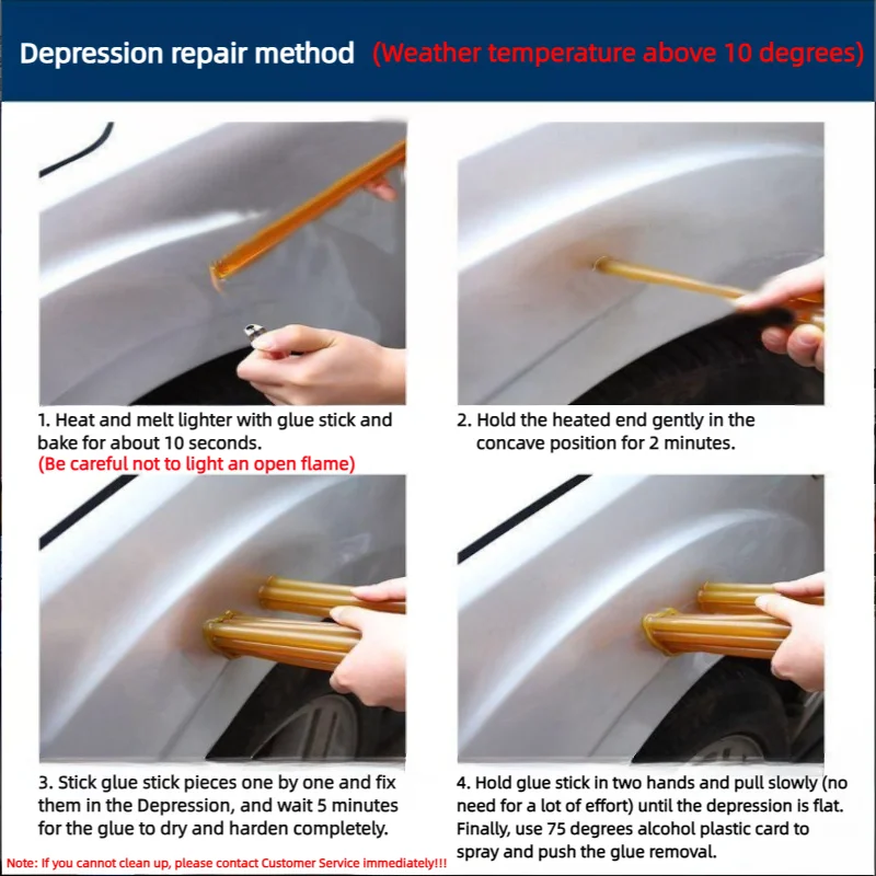 Car door dent repair professional tool with no trace, high viscosity hot melt adhesive stick