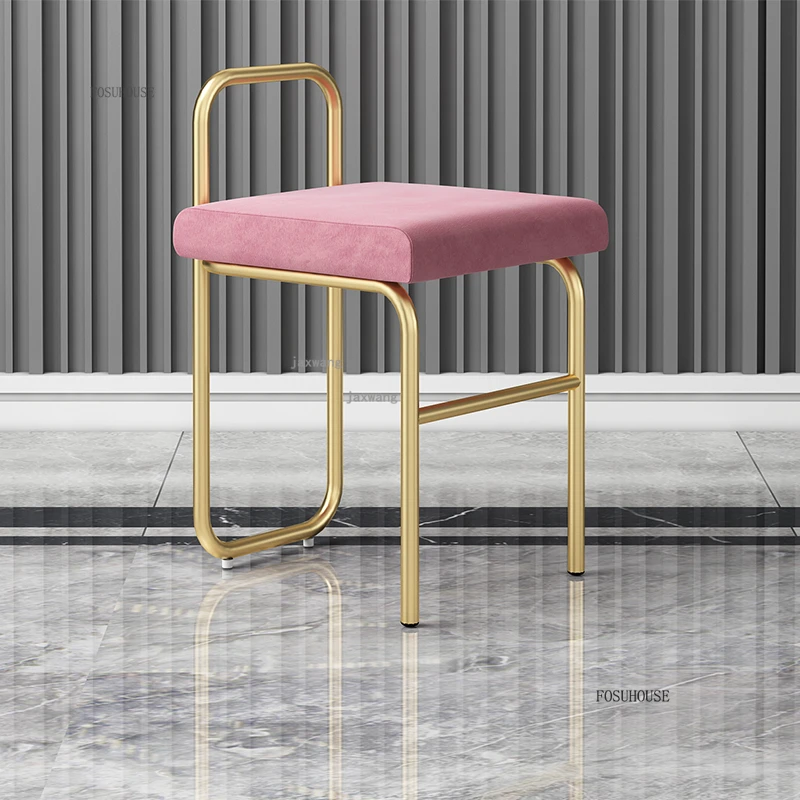 Light Luxury High-end Dressing Stools Nordic Ottomans Flannel Small Sofa Stool Leisure Door Shoe Stool for Living Room Furniture