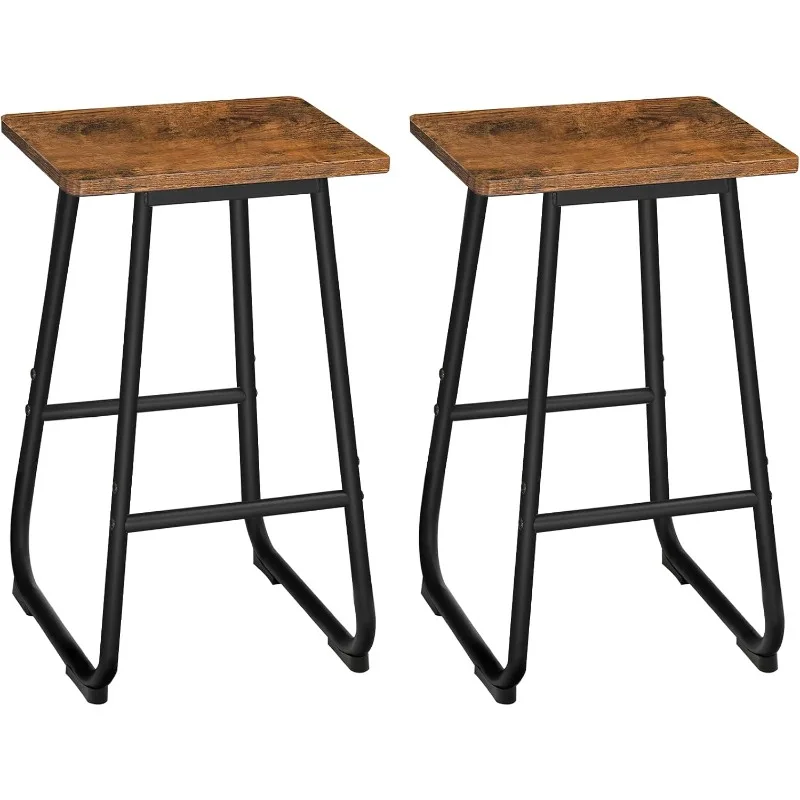 

Bar Stools, 26'' Bar Stools with Footrest, Set of 2 Industrial Bar Chairs, Kitchen Counter Stools, Breakfast Stools