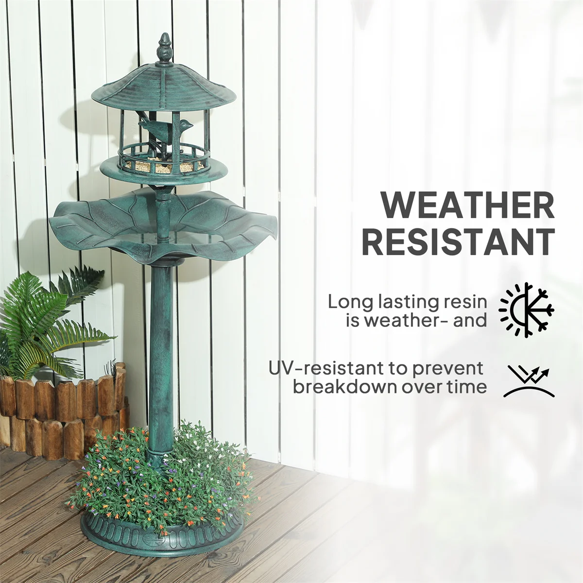 Water Features Fountain Outdoor Garden Tall Bird Bath
