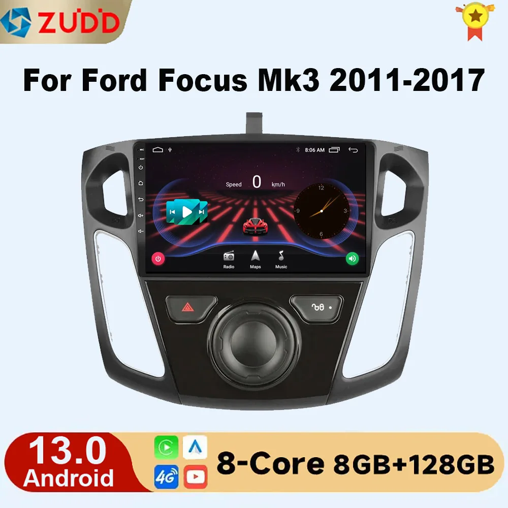 

Android 13 Car Radio for Ford Focus Mk3 2011-2017 Multimedia Player 2Din Navigation Carplay Head Unit Stereo Speakers Audio