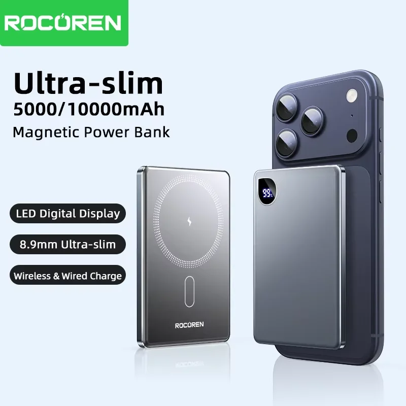 Rocoren MagSafe Magnetic Power Bank 5,000/10,000mAh for iPhone 15/16 Pro Max 1