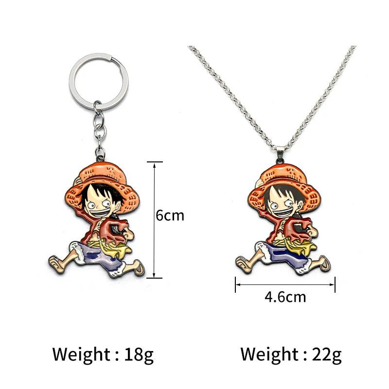 Anime ONE PIECE Necklaces Roronoa Zoro Luffy Trafalgar Law Chopper Metal Keychains Keyrings Pendants Cosplay Accessories Figure