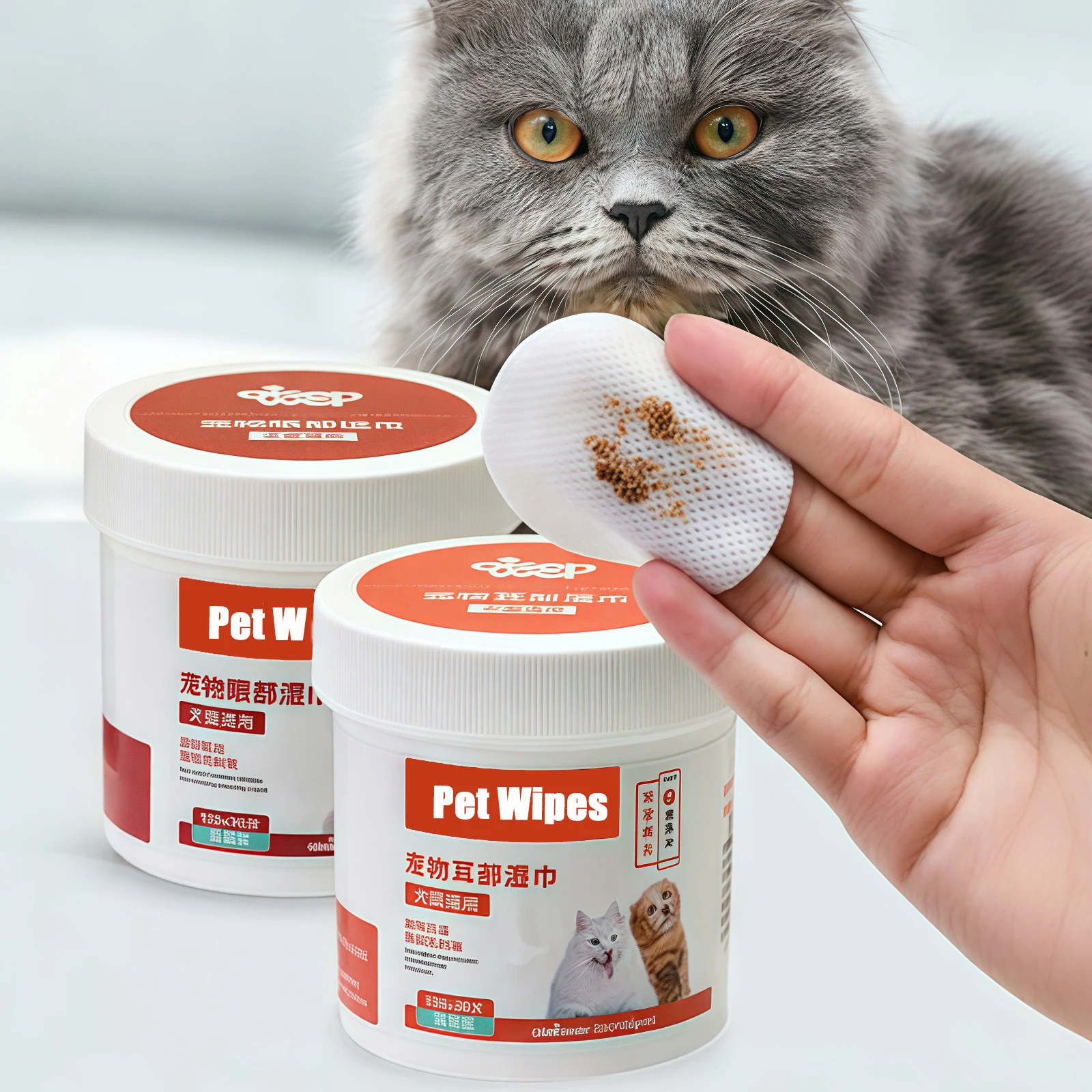 130PCS Dog Cat Eye Wipes Gentle Pet Eye Ear Cleaning Wipes Dog Cat Tear Stain Remover Wipes Remove Dried Mucus Discharge & Tear