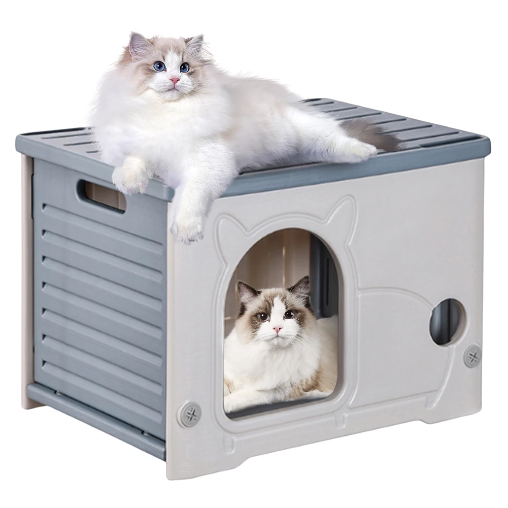 

Cat Houses & Condos Rainproof Outdoor Cat House Four Seasons Stray Cats Houses Cozy House for Small Pets