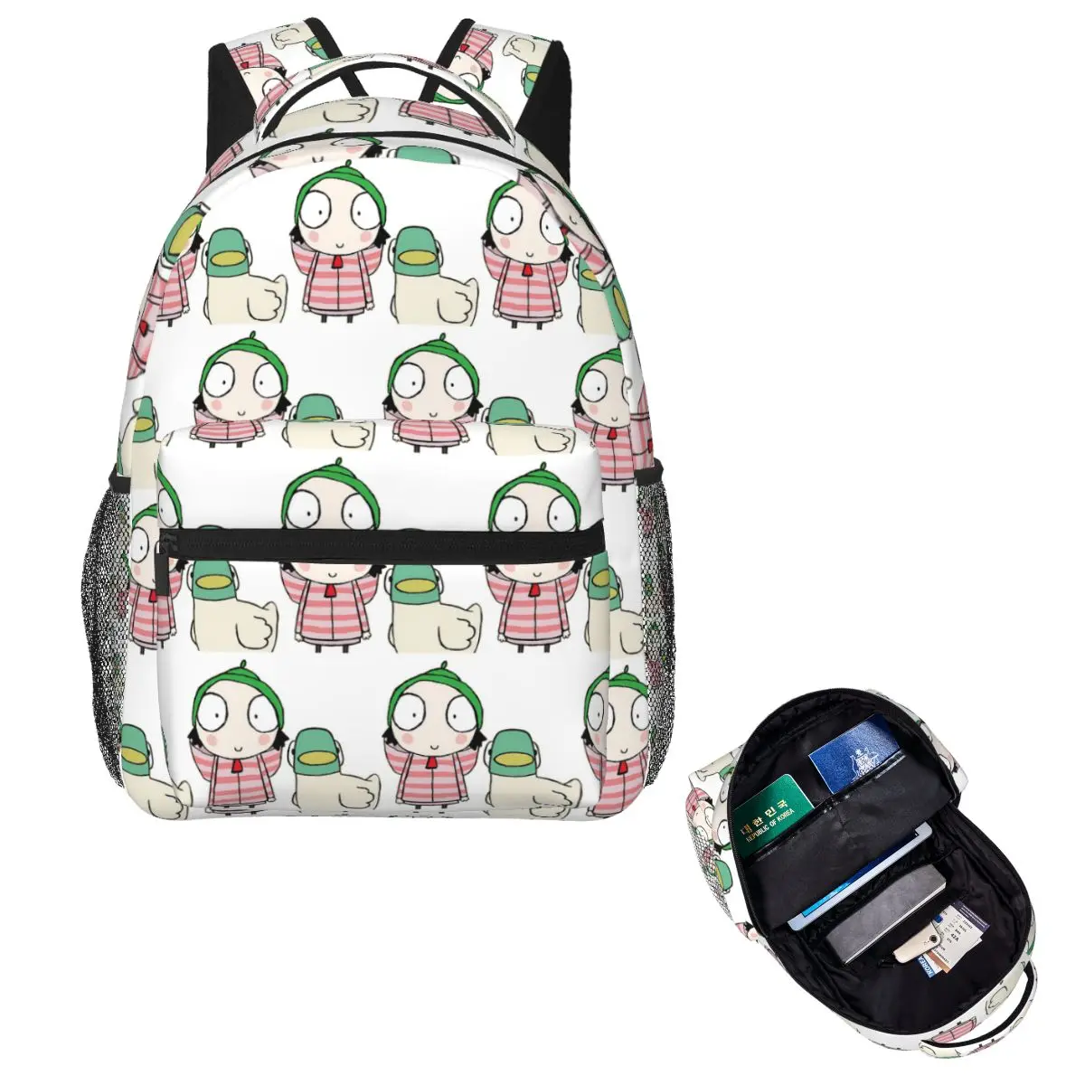 Friend And Girl Pet Cute Her Duck Little Student Backpack School Bag Hiking Travel Daypack Fashion Bookbag Shoulder Bags