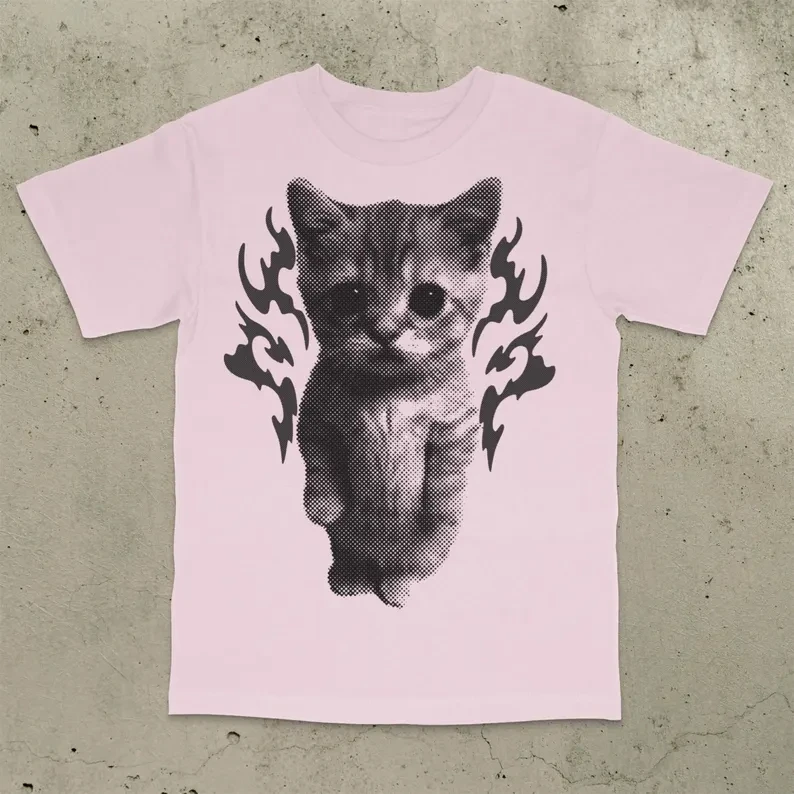 تي شيرت مطبوع عليه رسومات ميلينيوم باغ كات الجديدة المضحكة الرموز التعبيرية هو تي شيرت رجالي عصري وغير رسمي وعالي الجودة برقبة مستديرة