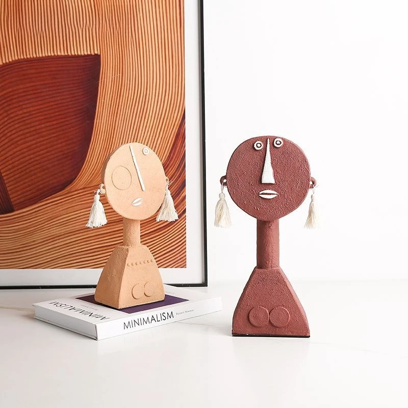 

Creative wabi-sabi retro abstract earrings human ornaments, model houses, TV cabinets, home accessories