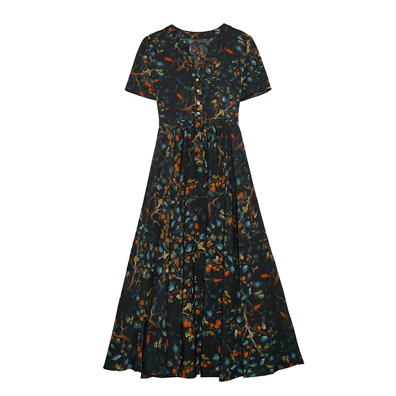 Quality Floral Chiffon Casual Dress Women Bodycon Vintage Elegant Party Long Dress 2025 Summer New Chic Prom Luxury Midi Vestido