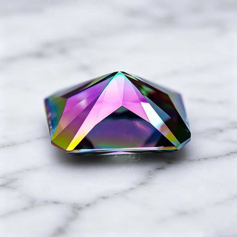 Moissanit-Stein im Radiant-Schliff, Regenbogengrün, Laborgezüchteter Edelstein für DIY-Charms und Schmuckherstellung, Besteht Diamanttester mit Zertifikat – Detail 2