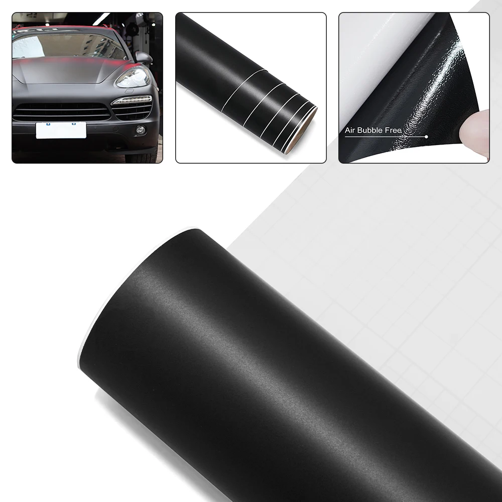 

Premium Matte Black Vinyl Wrap Film Car Wrapping Roll Sheet Bubble Free Air Release Decal Motocycle Truck DIY Adhesive Decor