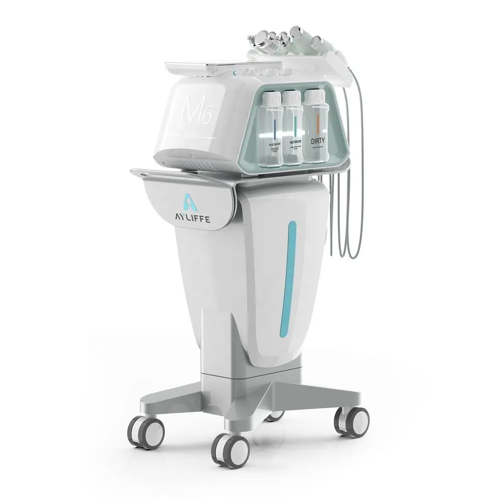 functional M6 Facial Management Device 6 In 1 Hydro Dermabrasion Oxygen Facial Machine For Shrinking Pores Deep Cleaning