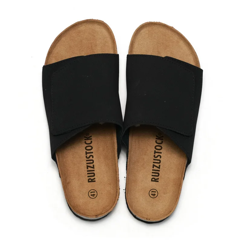New Arrived Summer Men Cork Slipper Casual Beach Non-slip Outside Nubuck Leather Slip on Slides Shoe Men Shoes view 5
