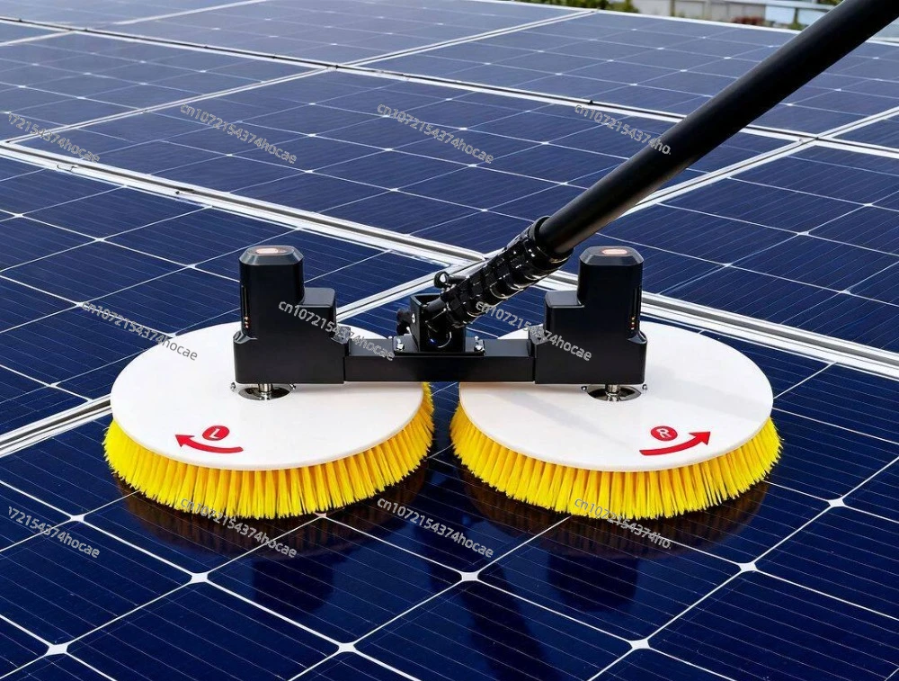 Double Head Solar Panel Cleaning Brush, Telescopic PV Cleaner, AC & Lithium Battery for Photovoltaic Panel Washing