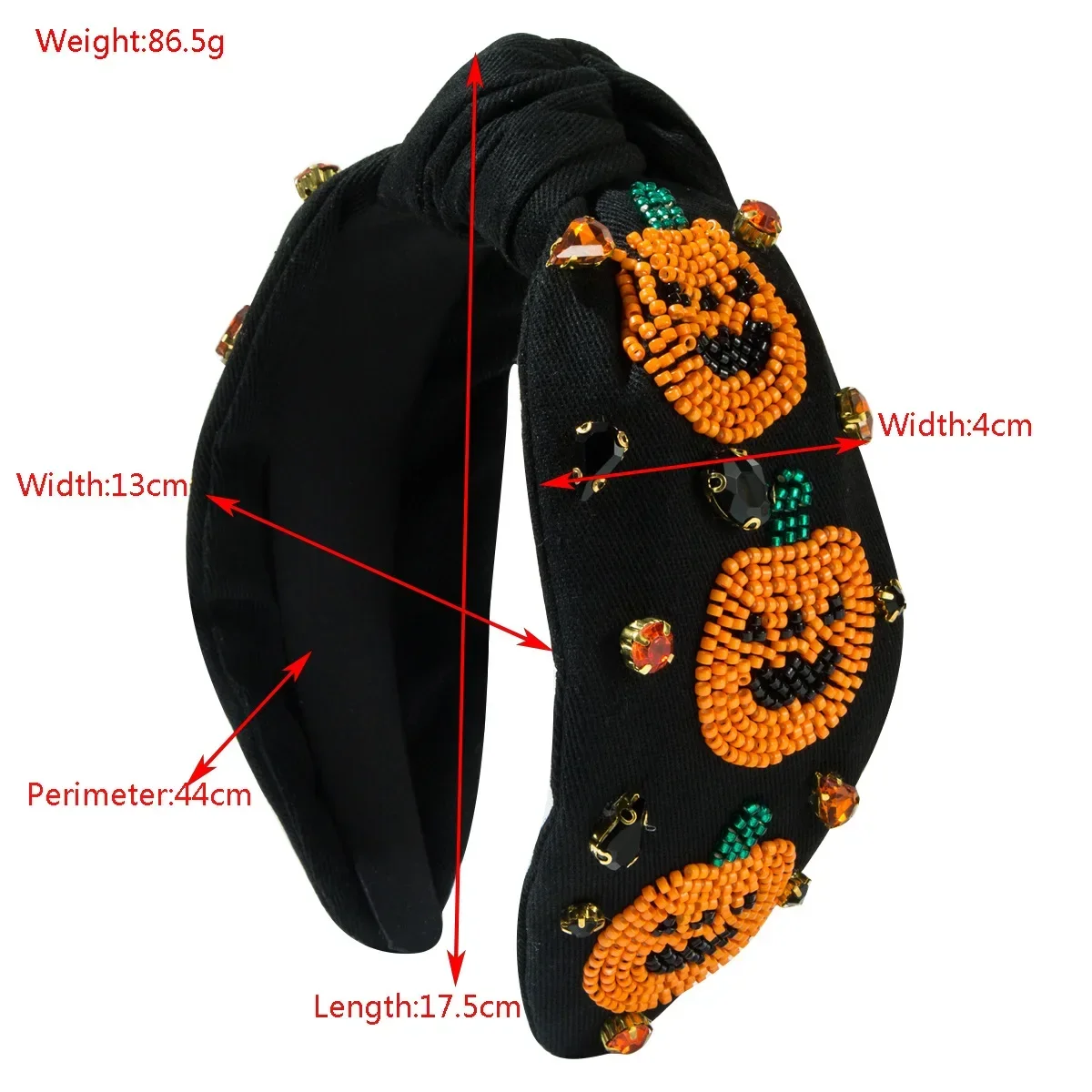 2024 New Halloween Hand Sewing Bead Pumpkin Ghost Pattern Headband Trend Party Festival Hair Accessories for Women