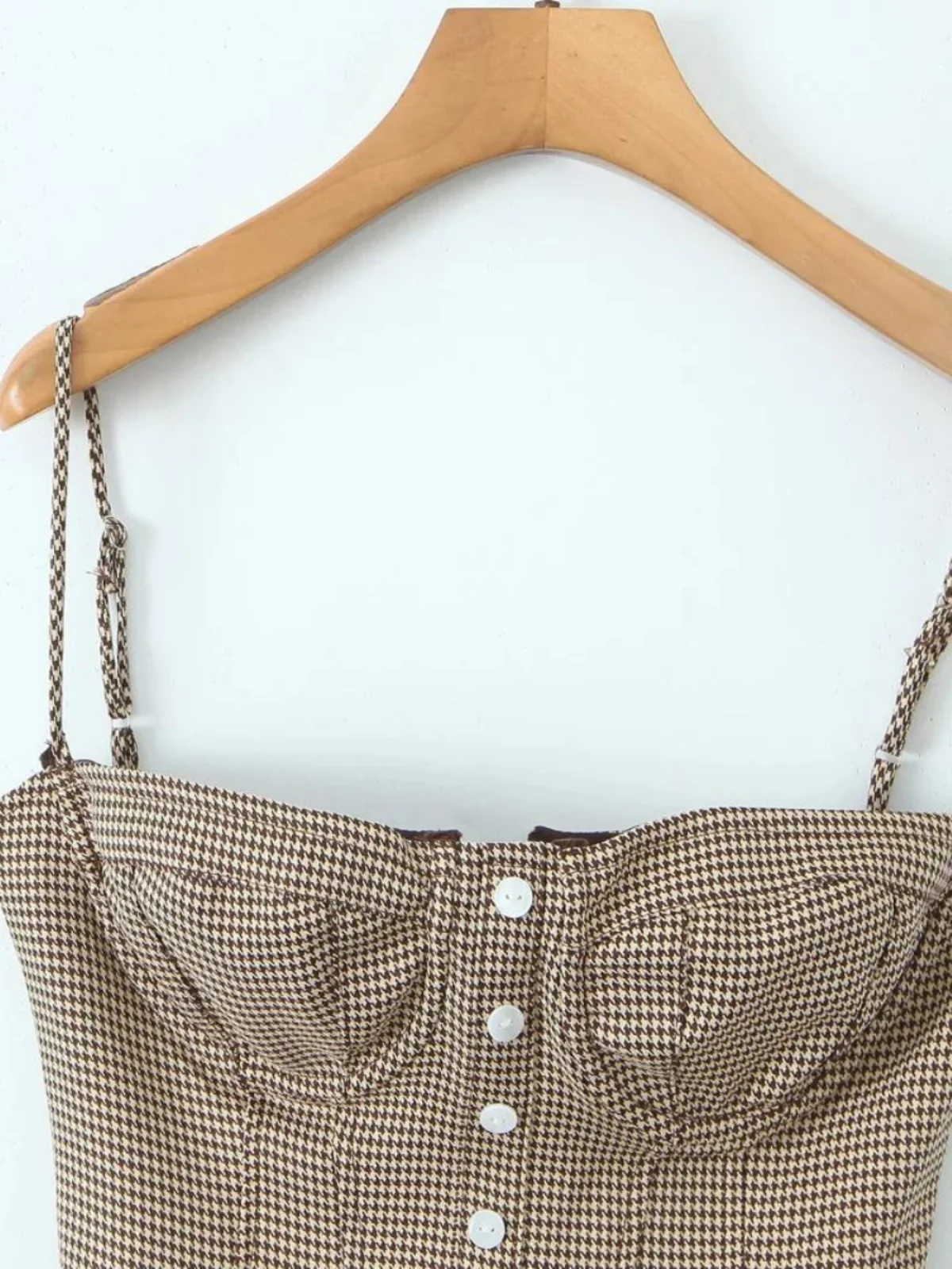 

Коричневый клетчатый жилет в стиле ретро для похудения Hepburn Sle на пуговицах, женский жилет с ремешком, уличный топ, длина, полиэфирное волокно