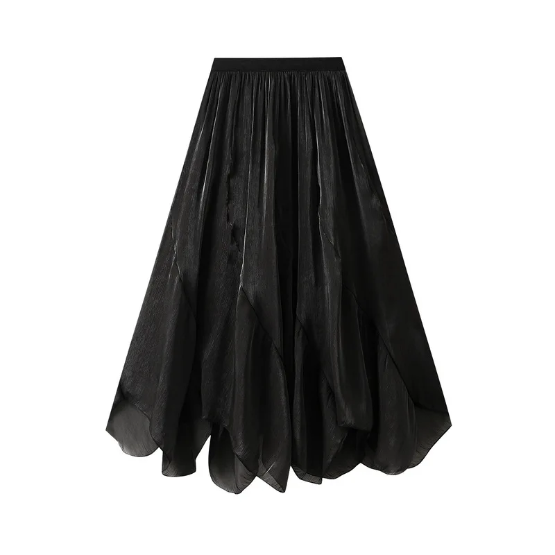 Purchase French Irregular High Waist Skirt Women's Summer Fishtail Skirt Temperament Long Skirt Wave Edge A-line Skirt