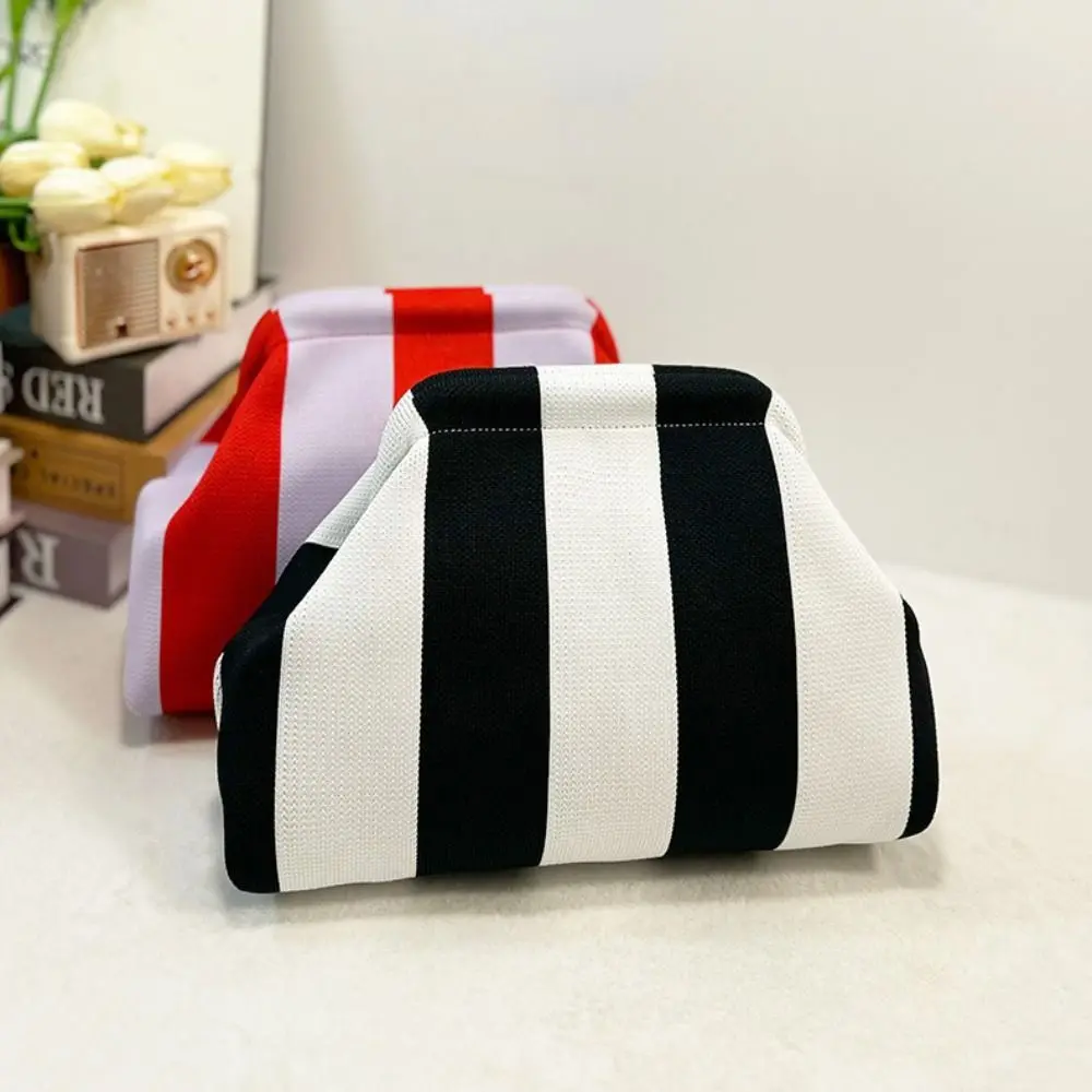 Spring Closure Open Top Colorful Striped Cosmetic Bag Large Capacity Multi-purpose Makeup Pouch Travel Cosmetic Pouch for Women