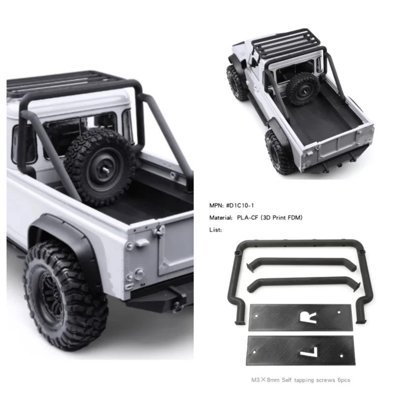 

Rear Bucket Roll Cage for 1/10 RC Crawler Car Traxxas RD110 2Door Pickup Accessories