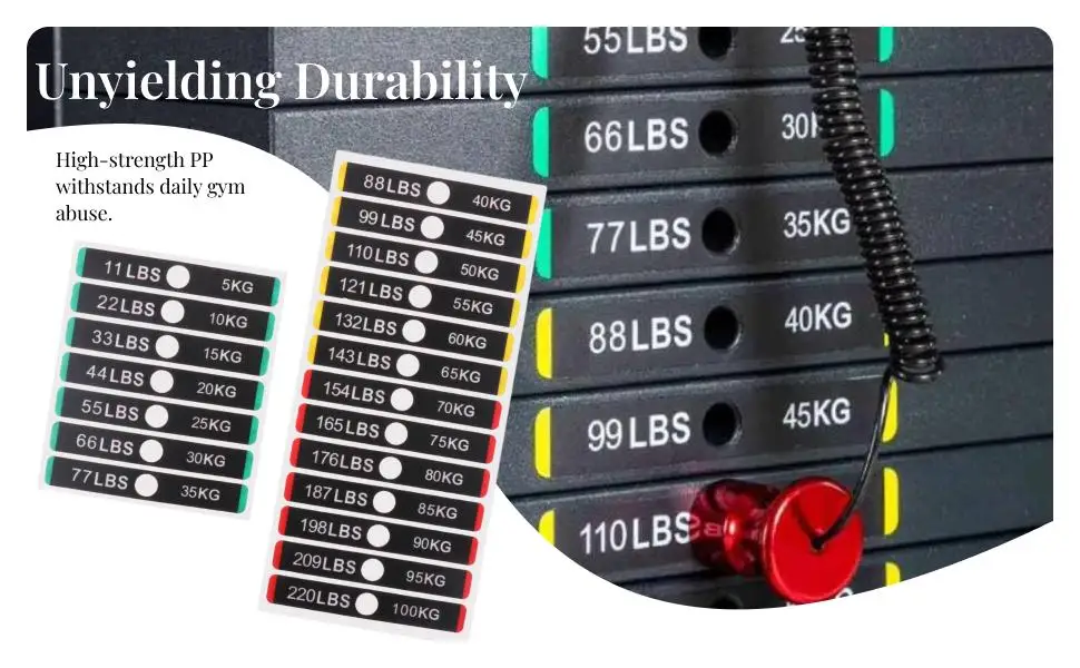 Durable PP Weight Stack Labels Black Background Orange Numbers for Fitness Machine Accessories