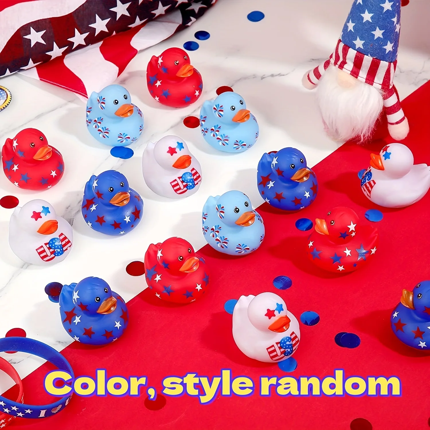 36pcs 2 Inch Patriotic Rubber Ducks Bulk  Float Rubber Ducks Christmas Halloween Gifts Color Random