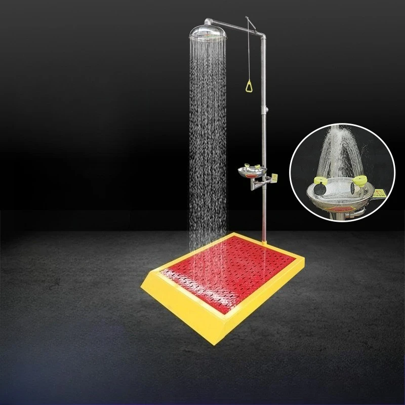 Self-contained wastewater collection tray Floor-to-ceiling 304 stainless steel composite eye washer