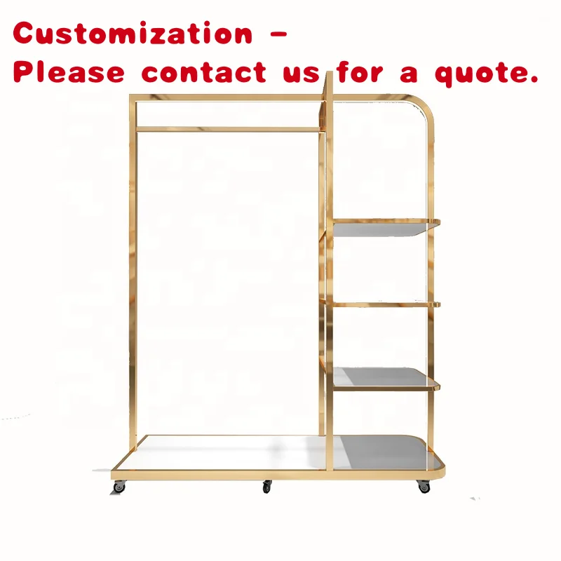 custom.Shop Interior Design Retail Clothing Store Furniture Silvery Display Hanging Rack Display  Dress Clothes Shop Stand Fixtu