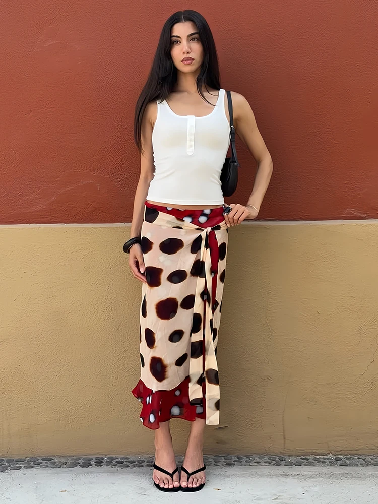 Nibber Summer Fashion Patchwork Leopard Print Skirts Women Bandage Color Blocking High Street Midnight Hip-Hop Style Bottoms
