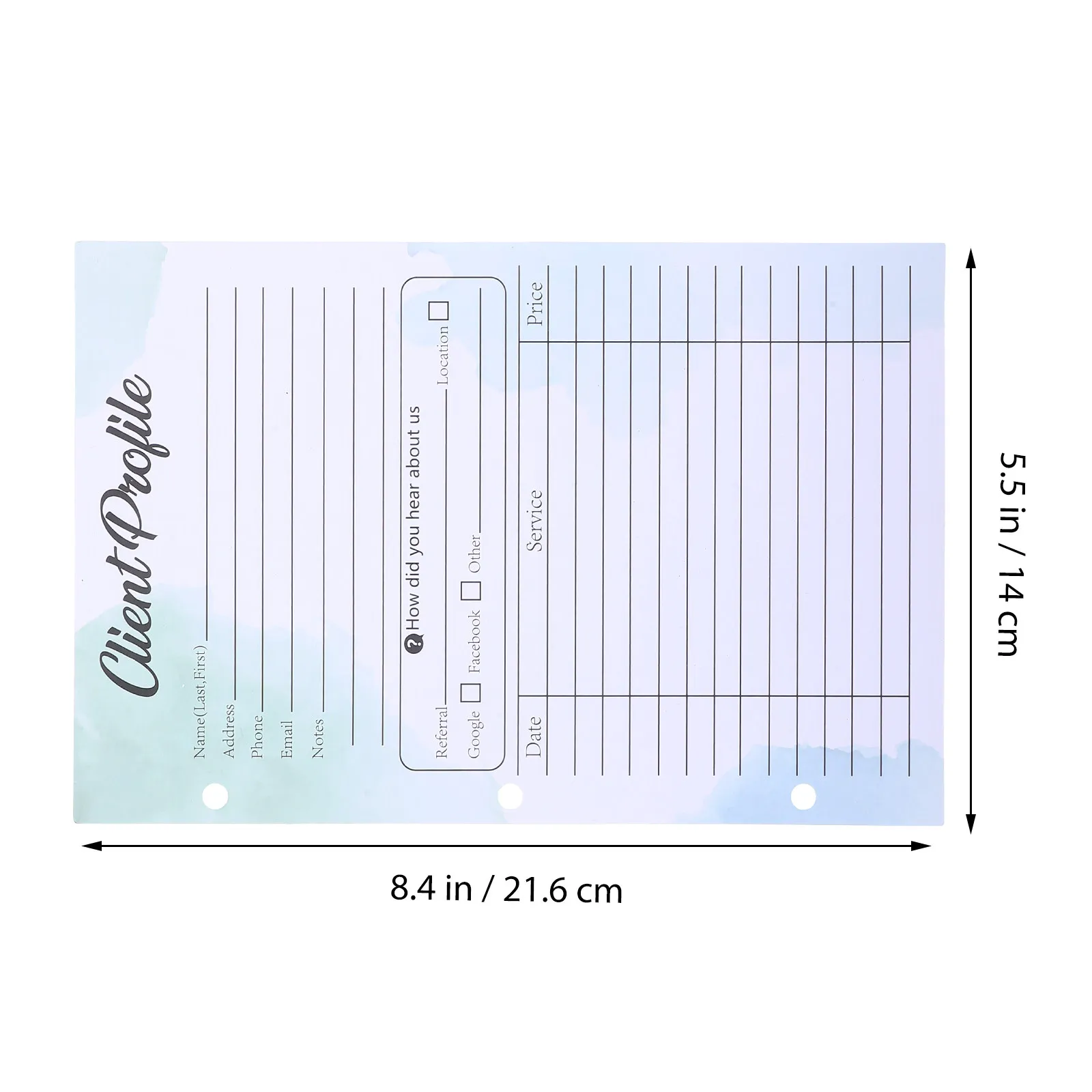 50Pcs Customer Profile Card Cards Client Record Paper Information Sheets Binder Small Business Use Document Safety