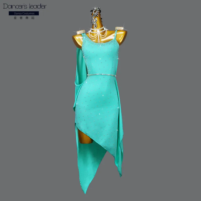 Latin Dance Dress High-end Customized Cape Sequins Hand Nail Drill Cha cha  Tango Female Adult Stage Professional Suit