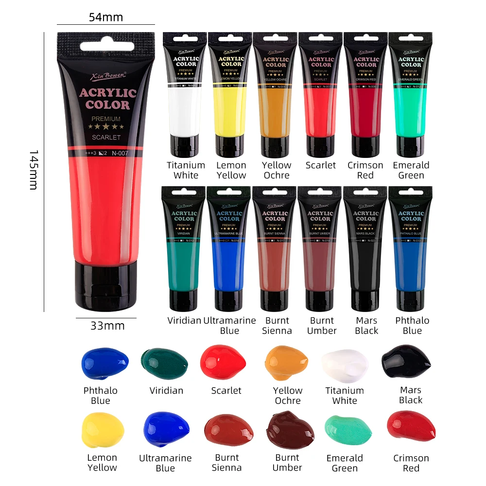 75ml Acrylic Paint for Wall Art Student Painting Materials Waterproof And Sun Resistant Suitable for Textile DIY Graffiti Shoes