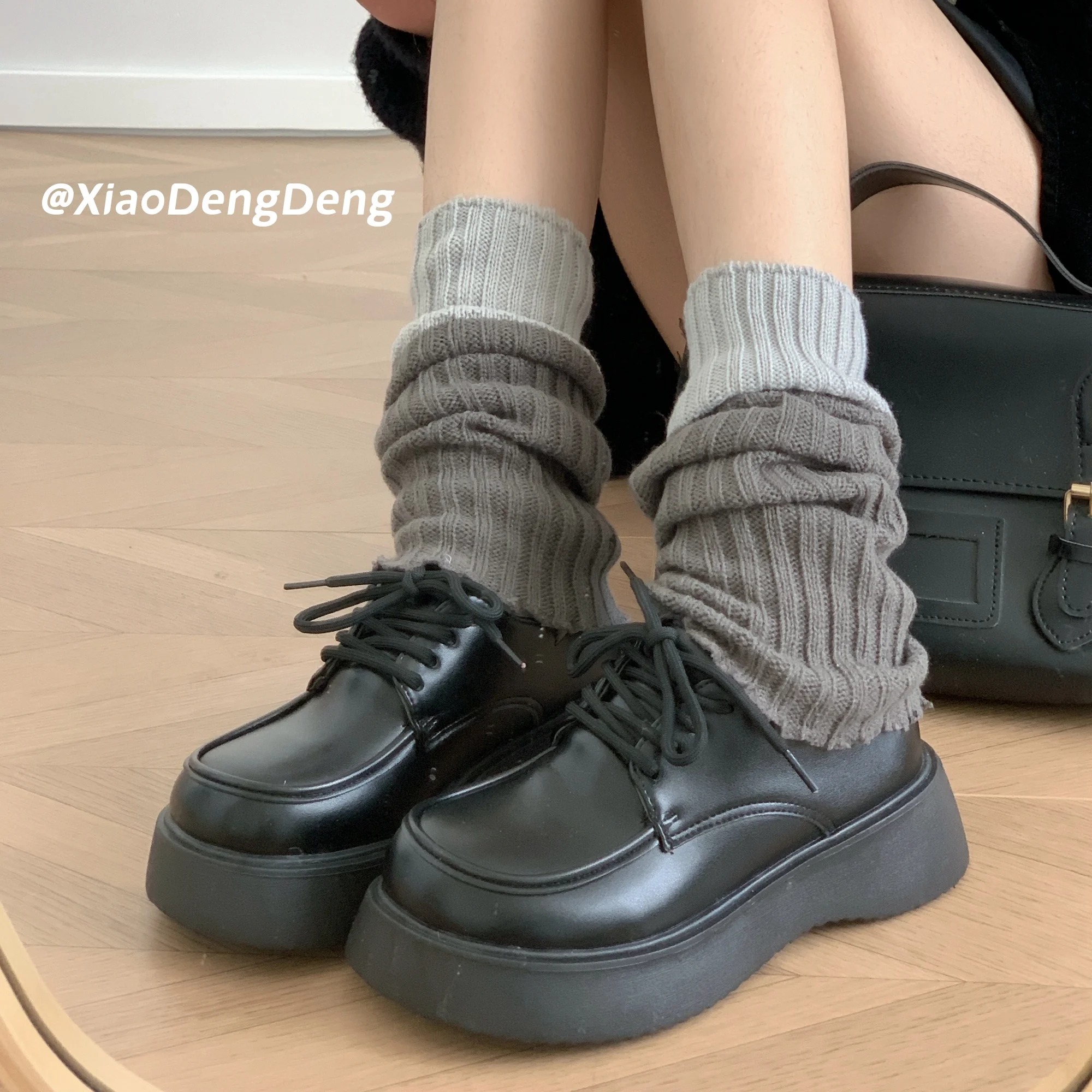 Sepatu Platform musim gugur untuk wanita, sepatu Platform musim gugur model Oxfords, sepatu datar warna hitam cocok untuk wanita