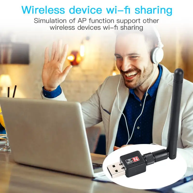 Network Card Mini USB WiFi Adapter Card 150Mbps 2dBi WiFi adapter PC WiFi Antenna WiFi Dongle 2.4G USB Ethernet WiFi Receiver