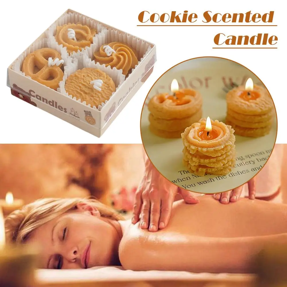 Biscuit candles, cookie scented candles gift box gift creative candles ins set gift modeling wax, holiday decoration