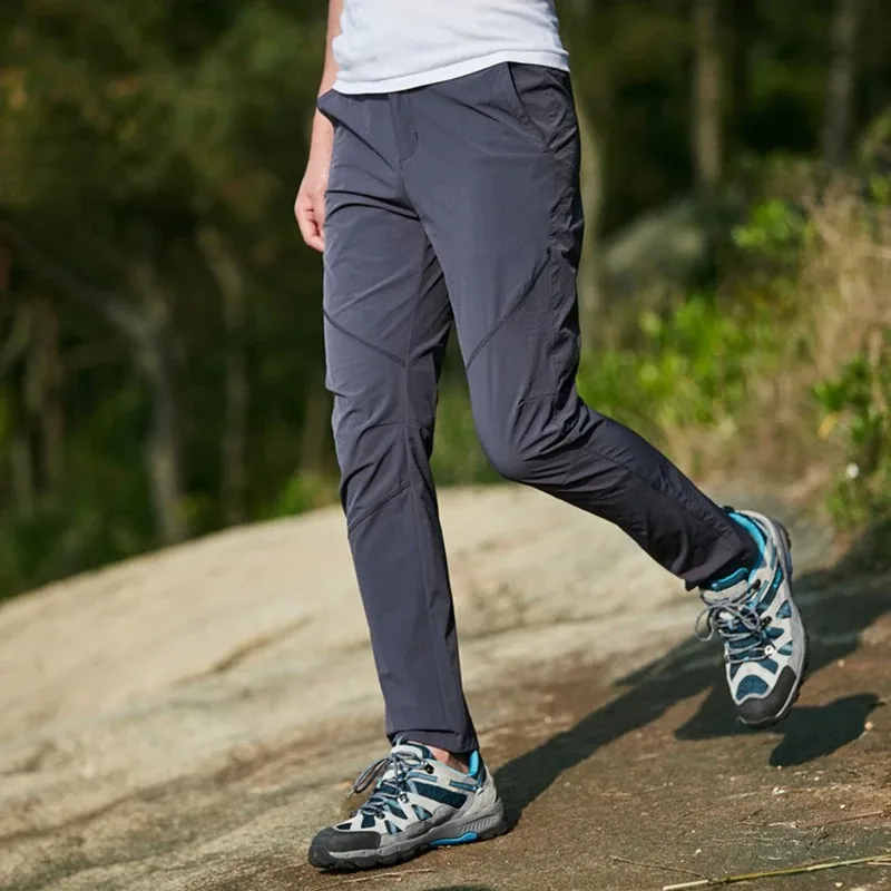 남성 여름 야외 통기성 메쉬 아이스 실크 속건 바지 남성 큰 사이즈 루즈 스트레치 야외 하이킹 캐주얼 조거 팬츠