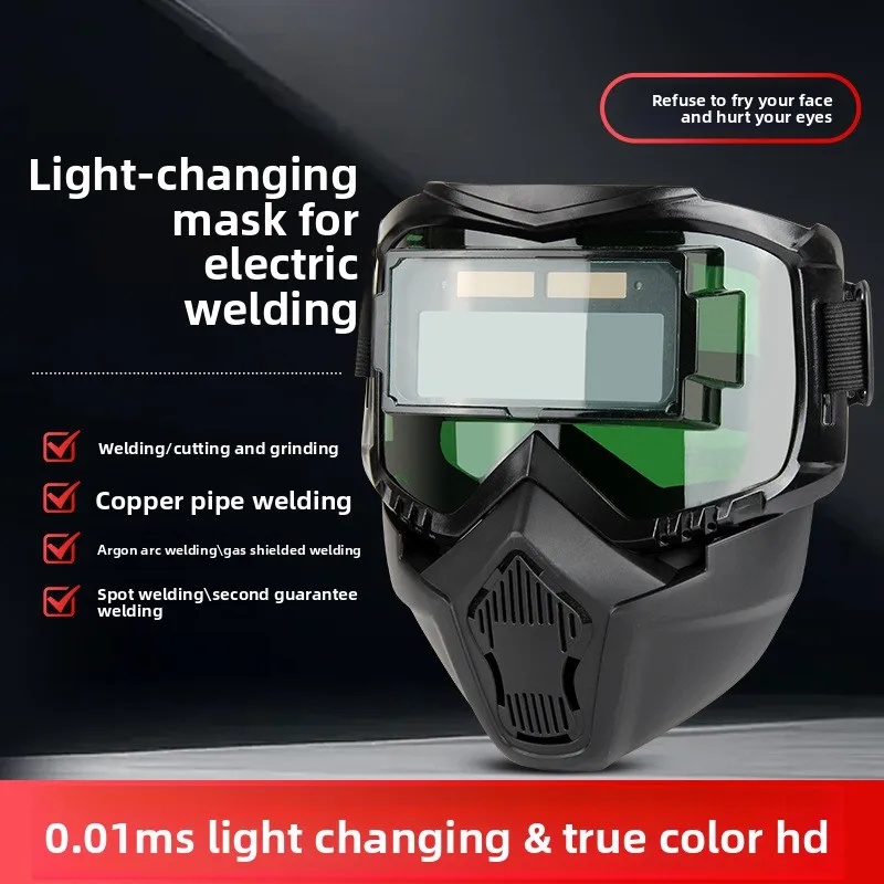 Masque de soudage à lumière Variable automatique Harley monté sur la tête, masque de protection Anti-éblouissement pour soudeur, capuchon de soudage fendu amovible