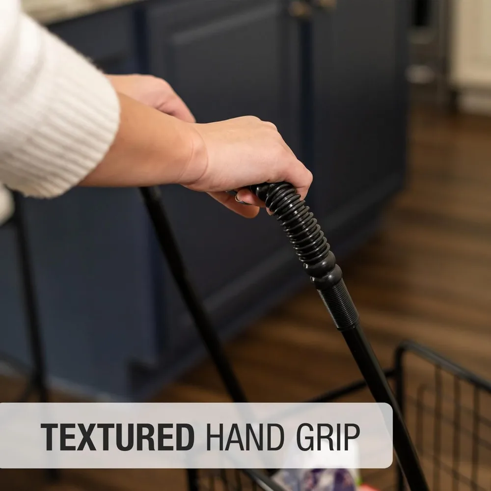 Carro utilitario plegable con ruedas para compras, comestibles, lavandería, escalada de escaleras, capacidad para 90 libras, diseño negro compacto