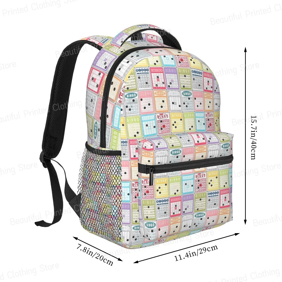 camping Backpacks Leisure Computer Backpack Pastel - Retro Midcentury Bingo Boys Girls Bookbag Portable Versatile Backpack