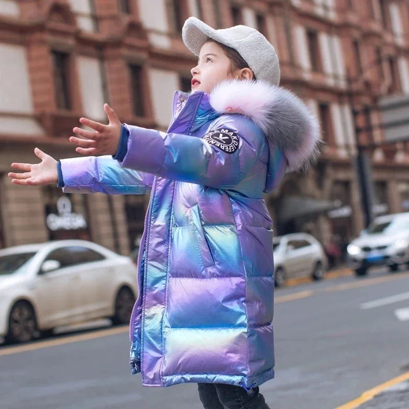 

Children Down Jackets Baby Girls Medium Long Girls Kids Bright Winter Coat Cotton Padded Jacket пуховик женский зимний 파카