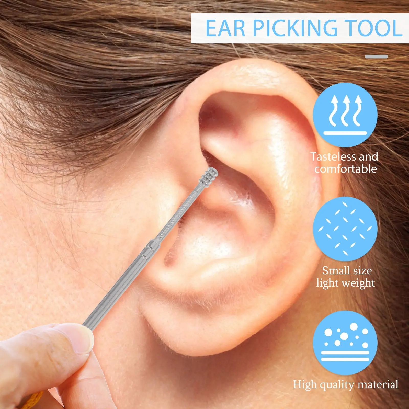 Double Head Rotating Earwax Cleaner Stainless Steel Ear Picks Nonslip Portable Ear Cleaning Supplies Safe for Home Use