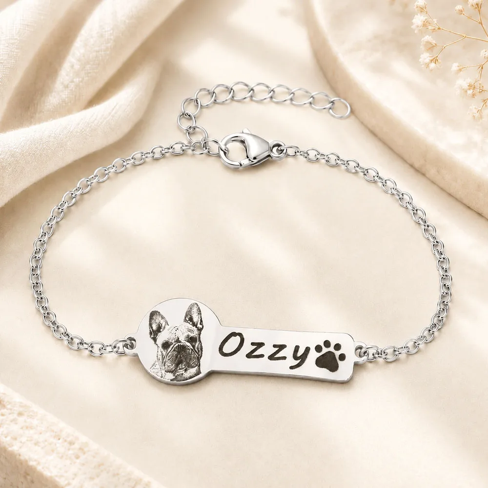4 Styles Custom Portrait Lock Bracelet Stainless Steel Engrave People Portrait Family Couple Jewelry Bracelet For Men Women