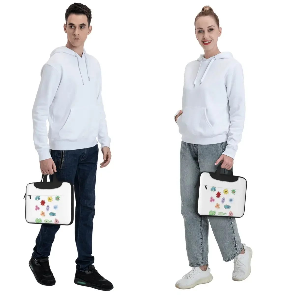 Cute Microbes Bacteria Virus Ecoli Micro Biology Crossbody Laptop Bag Case Computer Bag Resistant Protective Notebook Pouch