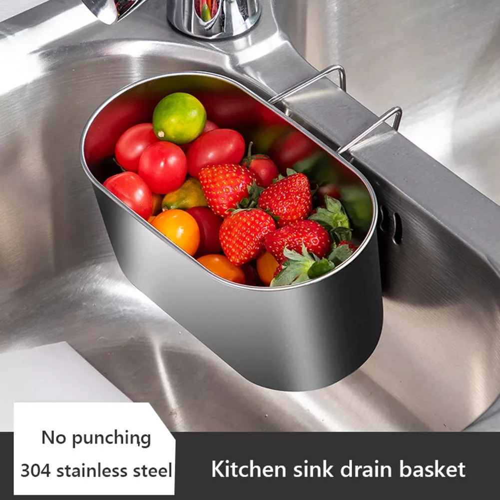 Stainless Steel Kitchen Sink Strainer, Filter Basket, Leftover Sink, Vegetable and Fruit Strainer, Storage Shelf Rack Tools