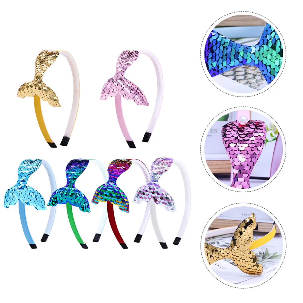

6 шт. мультяшных ободков для волос с милым узором в виде хвоста русалки, праздничный головной убор для косплея, вечеринок, фотосессий, декораций