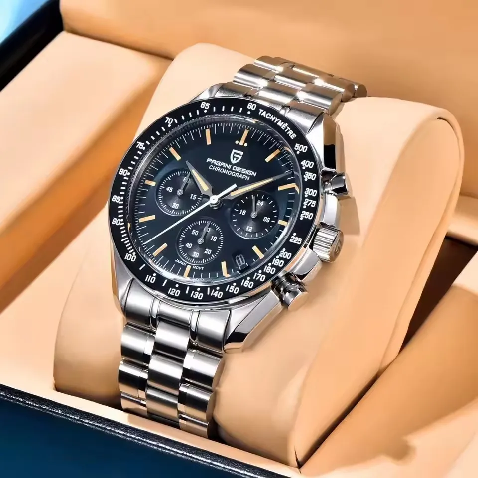 PAGANI DESIGN New Auto Date Speed Chronograph Tribute to CK2998 Moon Watch AR Sapphire Wrist watch Retro Luxury Quartz Watches