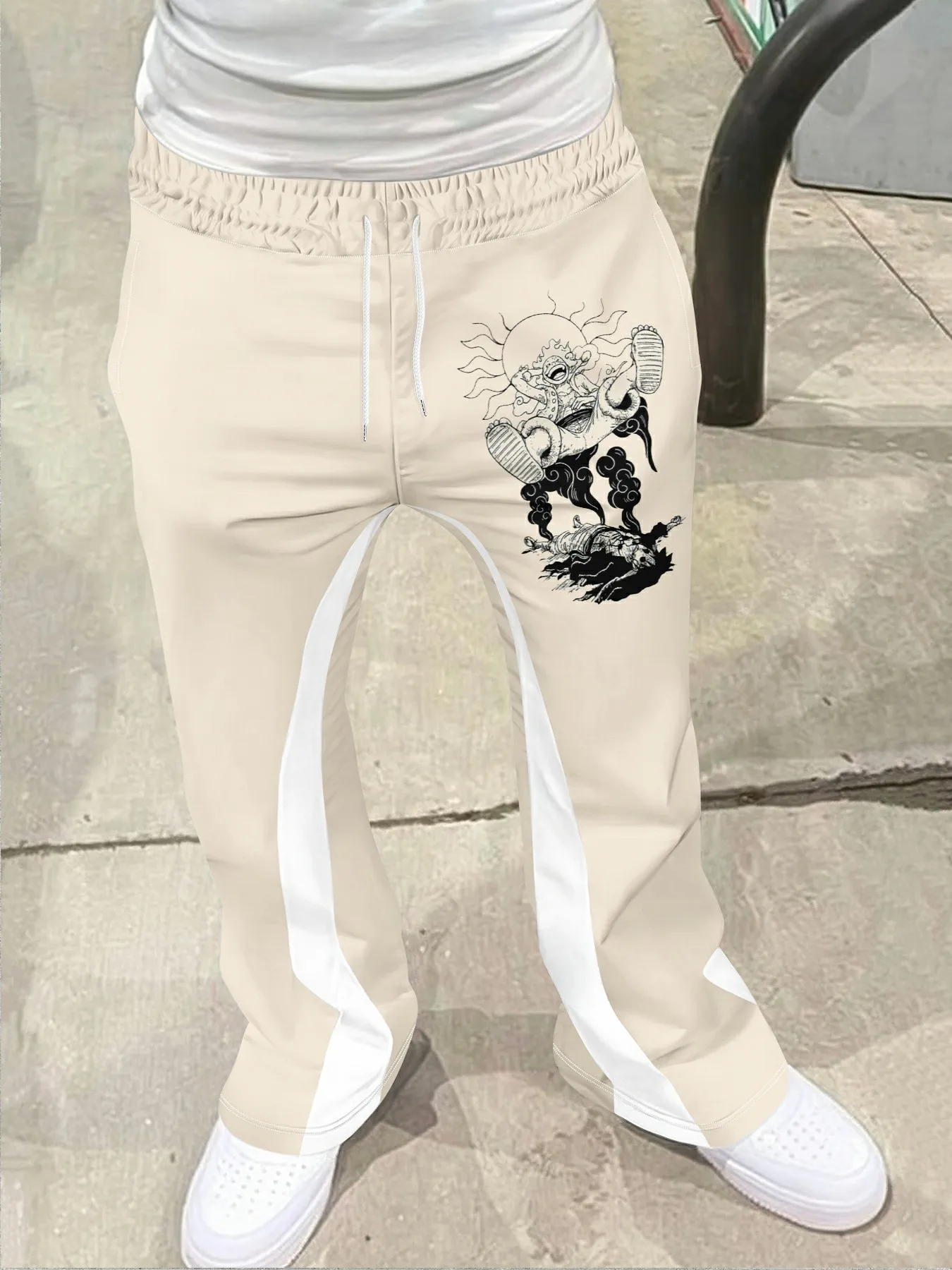 

Мужские повседневные уличные стильные модные модные слегка расклешенные черно-белые спортивные штаны с цветными блоками, мужские брюки