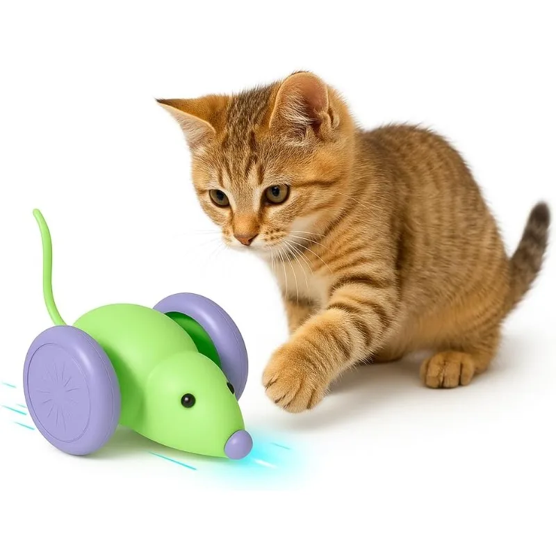 Rechargeable Automatic Kitten Toy Intelligent Obstacle Avoidance Pet Cat Toy Electric Mouse Car Interactive Cat Toy