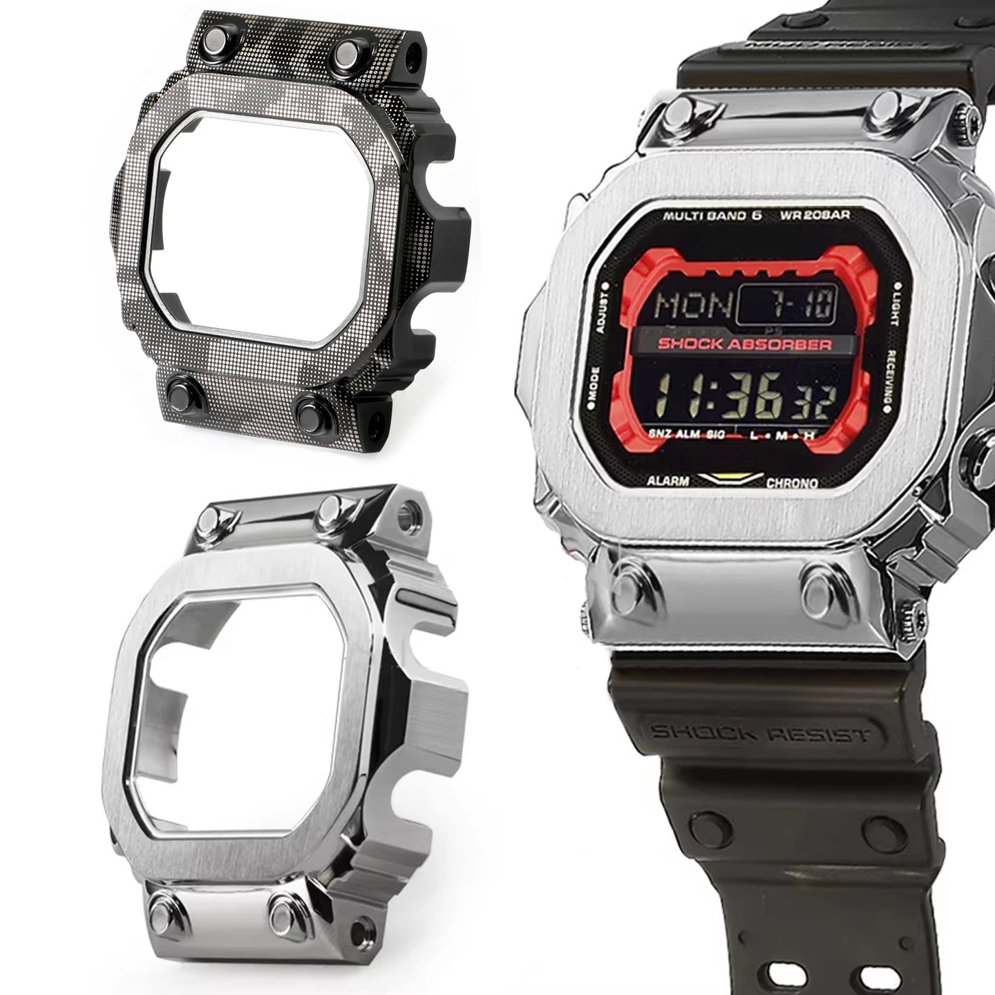 For GX-56BB GWX-56 Stainless Steel Case + Watch Band Giant G Large Square Modification Engraved Metal Case Accessories