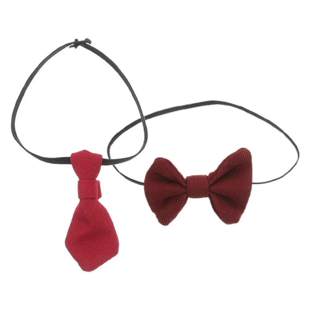2Pcs Tiny Bow Tie Set Miniature Neckwear for 20Cm Cotton Stylish Dollhouse Decoration Pretend Play Craft Supply Cute